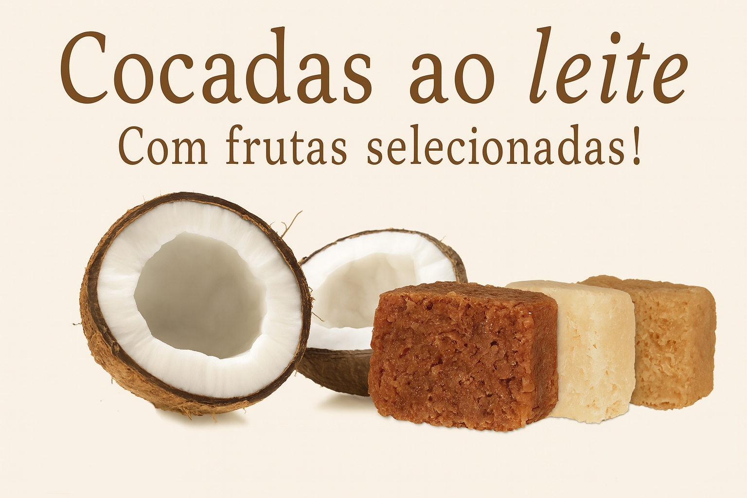 Pote de cocada premium 1,1 kg com 20 unidades artesanais de 55 g cada